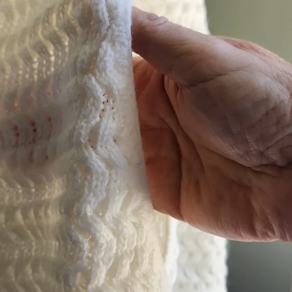 Vintage Ivory Knit Poncho with Gold Buttons - Picture 3 of 7